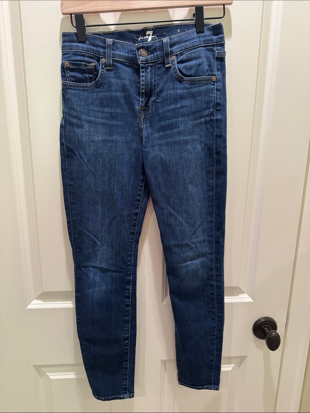 7 For All Mankind Women's Dark Blue Skinny Jeans